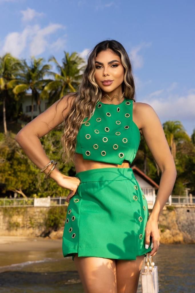 Conjunto Croped e saia